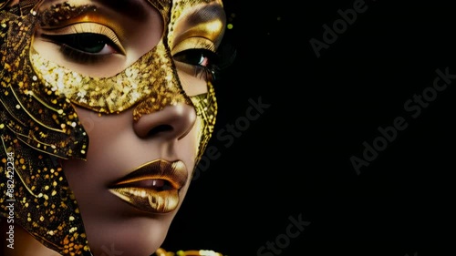 Wallpaper Mural Close-up of a sparkling golden makeup on a woman face, embodying luxury, fashion and glamour. Torontodigital.ca
