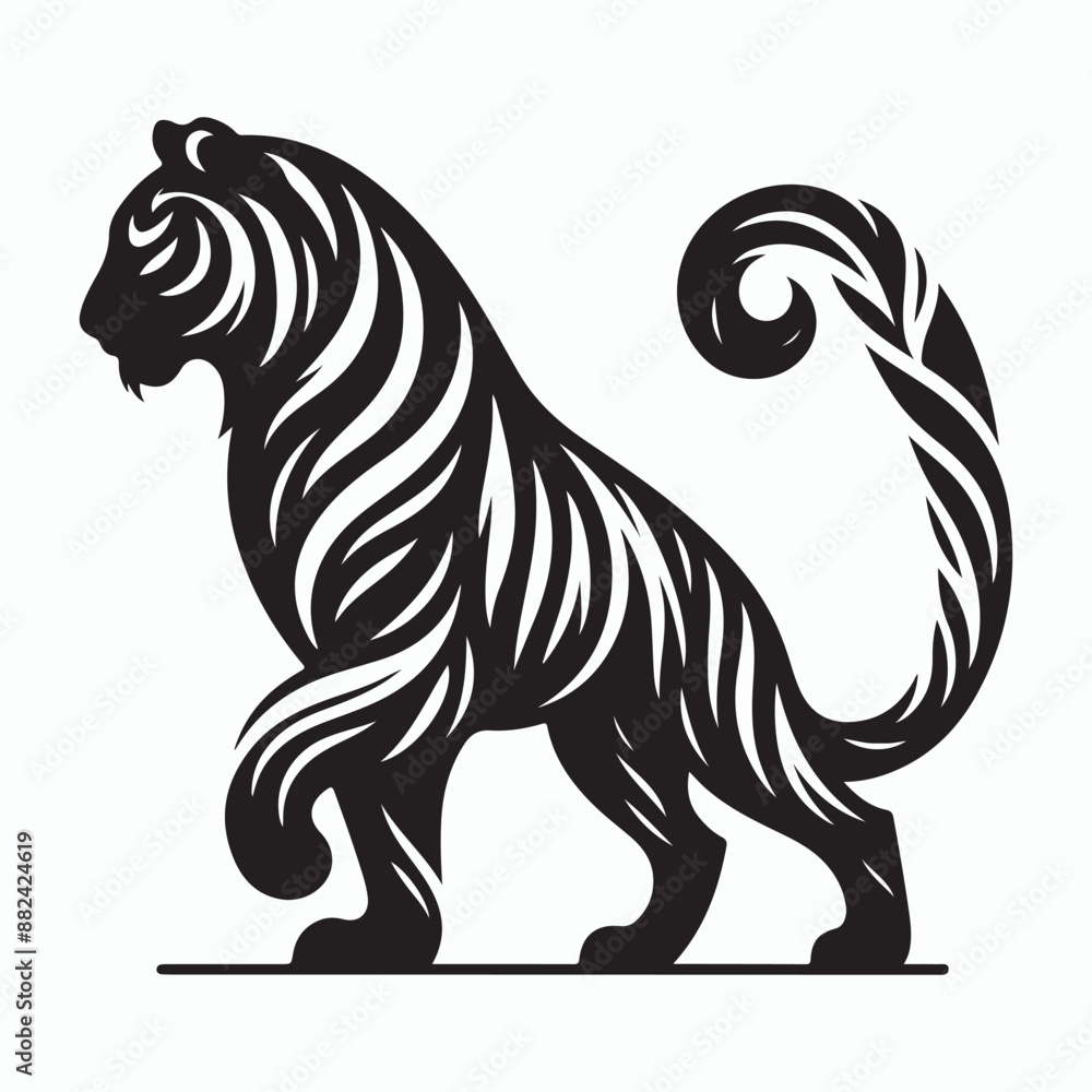 Obraz premium tiger silhouette vector on white background
