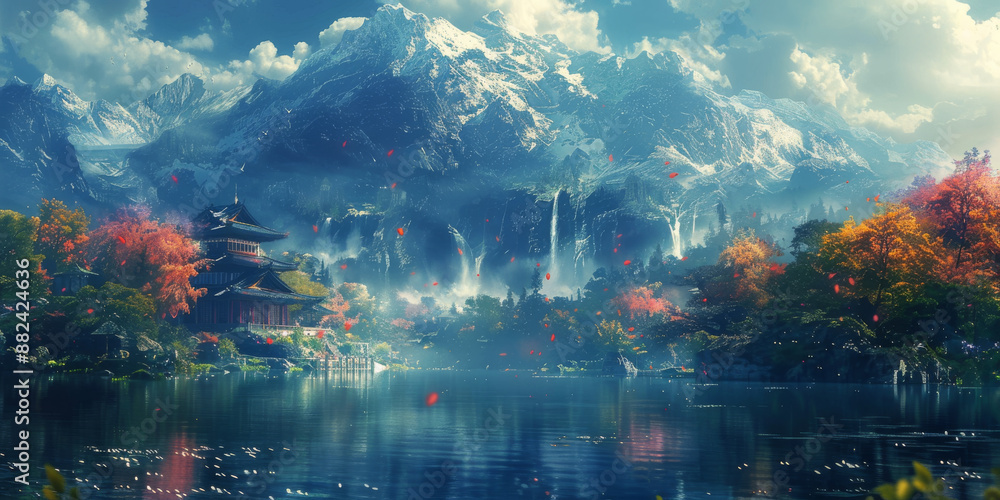 Fototapeta premium カラフルな水彩テクスチャ背景