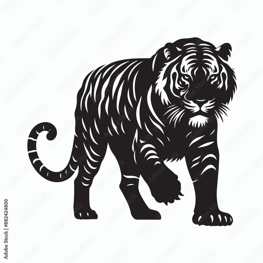 tiger silhouette vector on white background tiger silhouette vector on white background