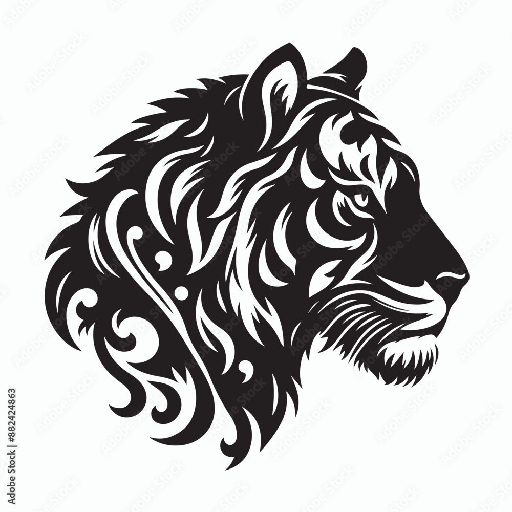 tiger silhouette vector on white background tiger silhouette vector on white background