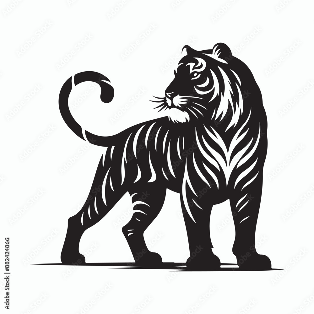 Fototapeta premium tiger silhouette vector on white background