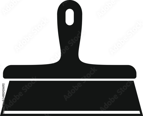 Black silhouette icon of a putty knife spreading plaster with a wooden handle