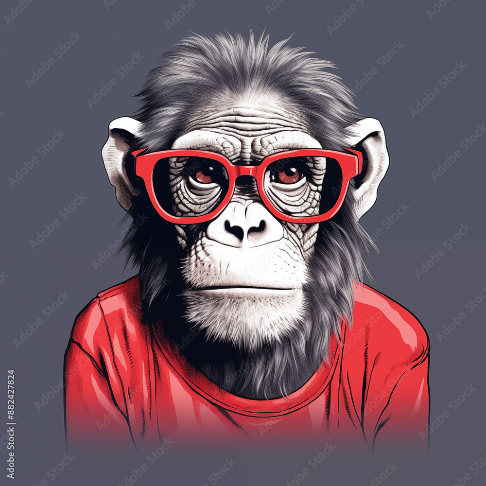 Portrait of a monkey with glasses. Portrait of a monkey with glasses.