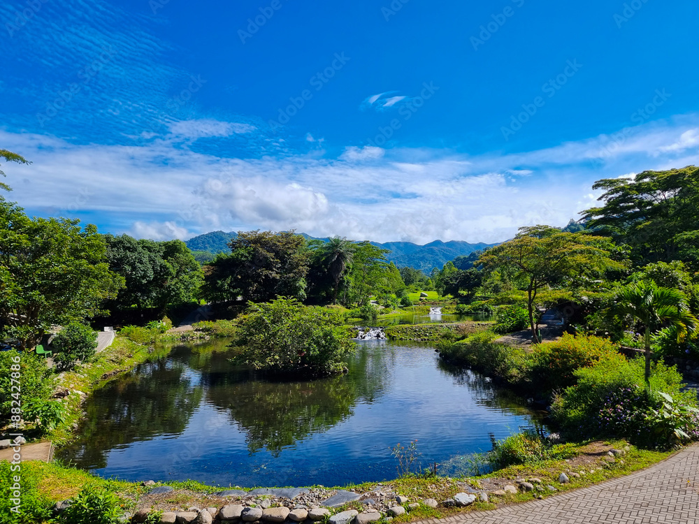 Panama, Boquete, artificial lakes surrounded by tropical vegetation Panama, Boquete, artificial lakes surrounded by tropical vegetation