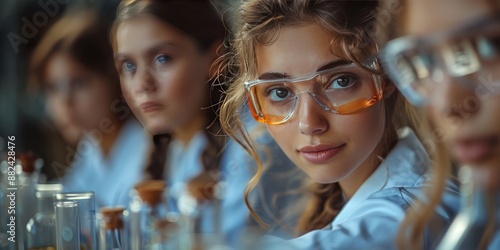 High school students participating in a science olympiad