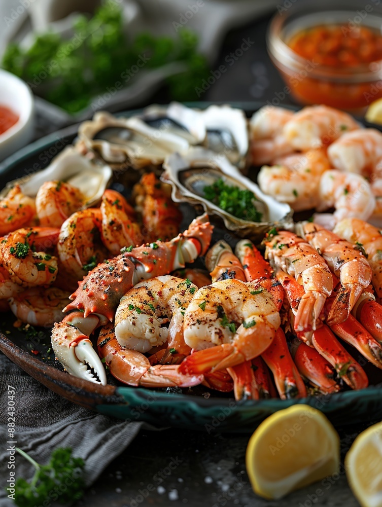 Professional food photography a closeup image of seafood plate Professional food photography a closeup image of seafood plate
