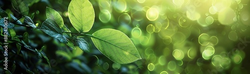 Closeup of Lush Green Leaves in Sunlight