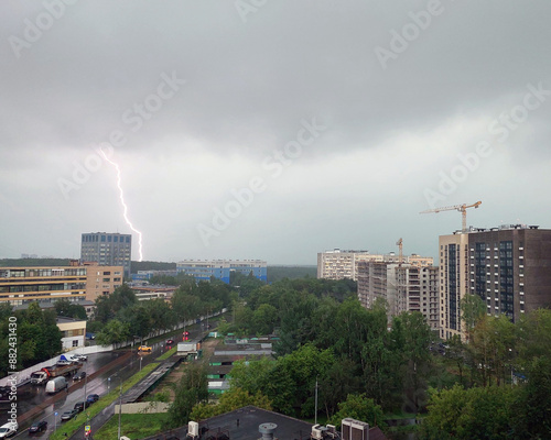 Russia. Moscow. Thunderstorm over Bitsevsky forest photo