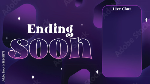 Stream is ending soon with a chat box, purple glowing stream overlay for gamers