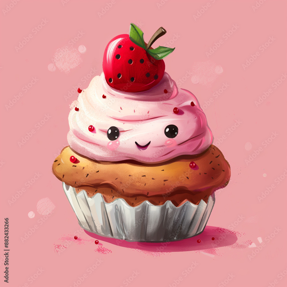 cupcake with pink frosting cupcake with pink frosting