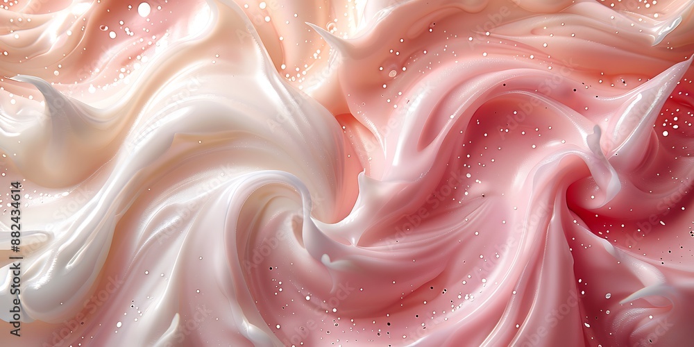 Pink and white face cream texture with smooth swirls and subtle sparkles Pink and white face cream texture with smooth swirls and subtle sparkles