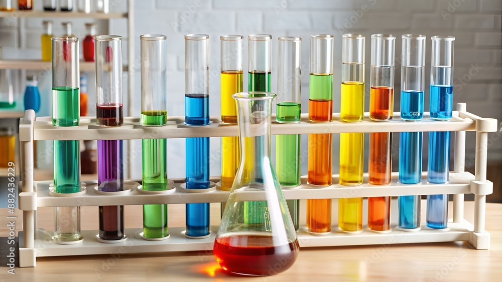 A laboratory with many different test tubes with liquid (Generative AI) A laboratory with many different test tubes with liquid (Generative AI)