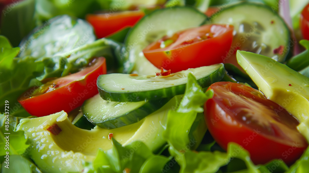 Fresh Vegetable Salad with Tomatoes, Cucumbers, and Avocado Fresh Vegetable Salad with Tomatoes, Cucumbers, and Avocado