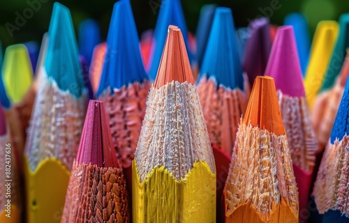 Colorful Pencil Tips Close Up Macro Photography