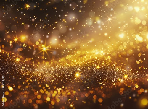 Golden Glitter and Starry Lights Background