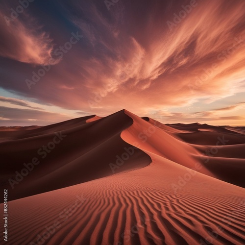 sunset in the desert with clouds 