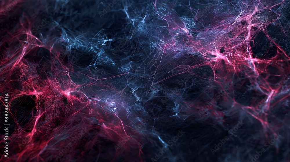 Obraz premium Vibrant rainbow neon cobweb background featuring thin threads in a minimalist flat lay style