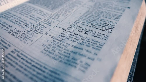 Tracking Shot Inside a Page of the Holy Bible