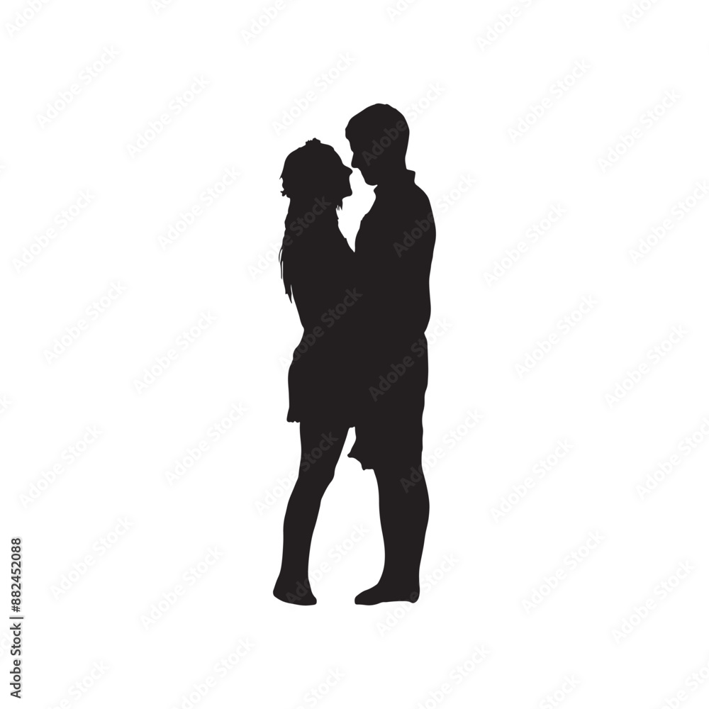 Two lovers man and woman couple silhouette black and white vector illustration Two lovers man and woman couple silhouette black and white vector illustration