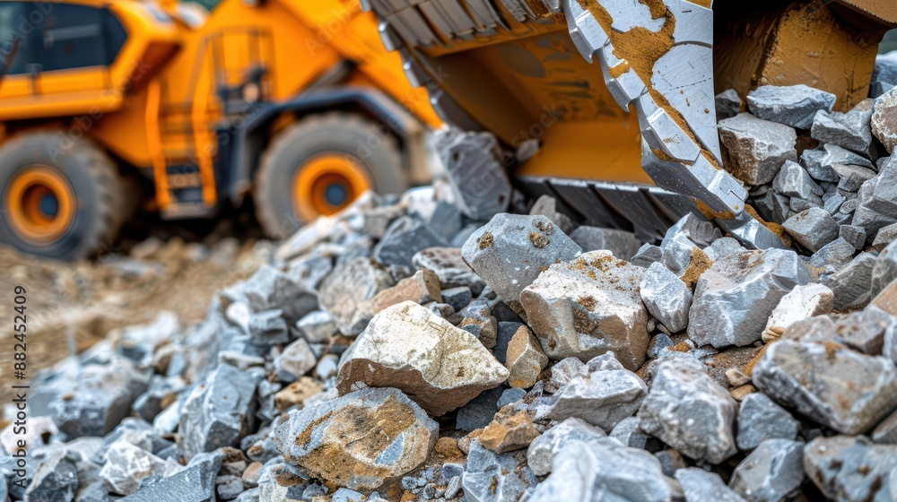 Fototapeta premium Quarrying involves extracting stone and aggregate materials for construction
