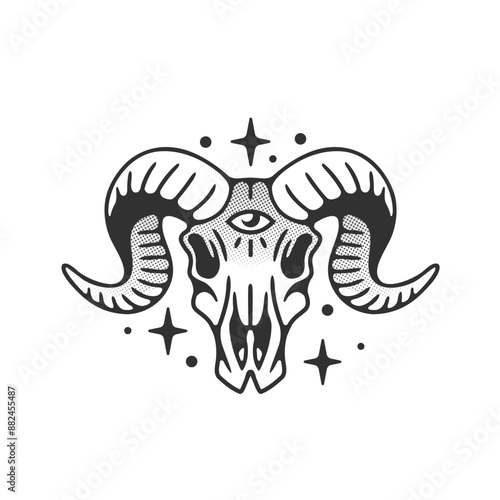 Skull horn logo vector illustration