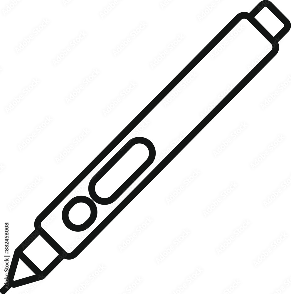Black outline icon of a digital pen for graphic tablet drawing Black outline icon of a digital pen for graphic tablet drawing