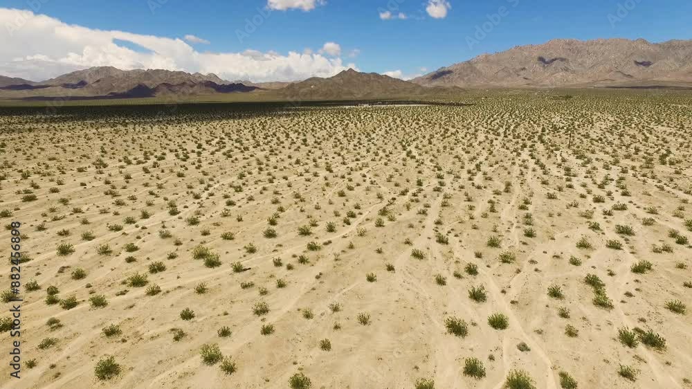 Aerial Drone Shot of Desert Vegitation and Mountains with Cloudy Skies 2 Aerial Drone Shot of Desert Vegitation and Mountains with Cloudy Skies 2