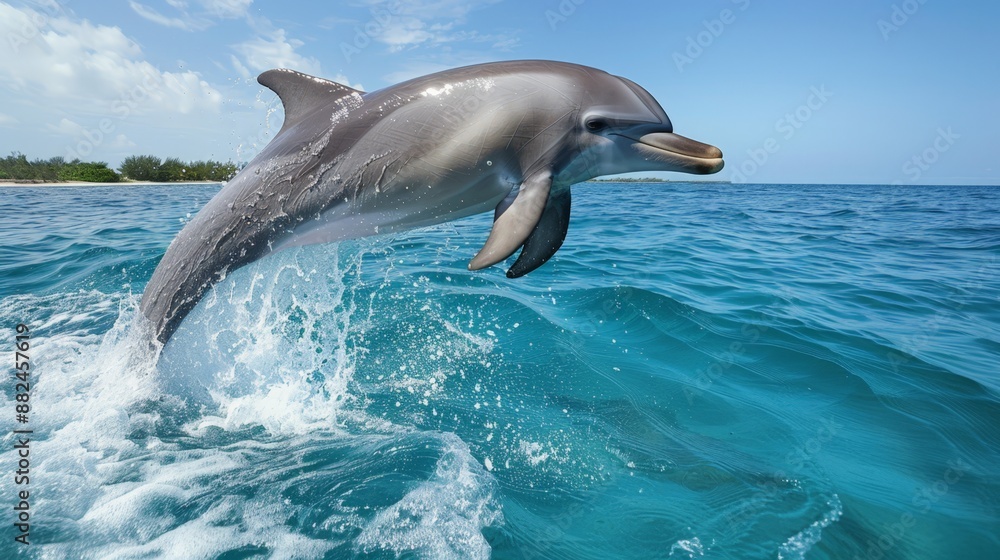 Fototapeta premium Dolphin Leaping Out of the Water.
