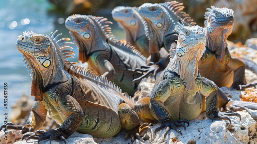 Iguana Lizard Group on Rocks. Iguana Lizard Group on Rocks.