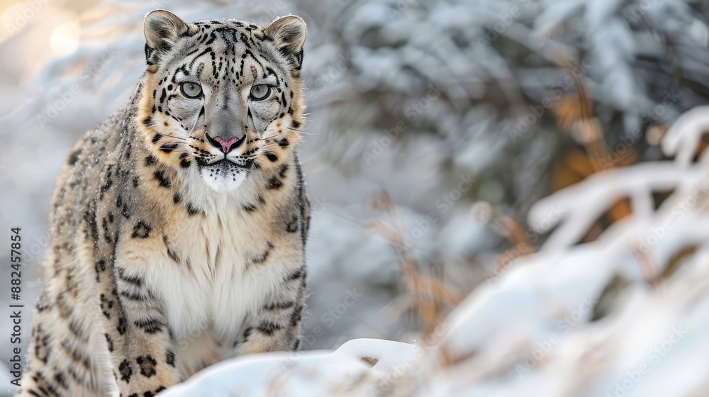 Fototapeta premium Snow Leopard in the Snow.