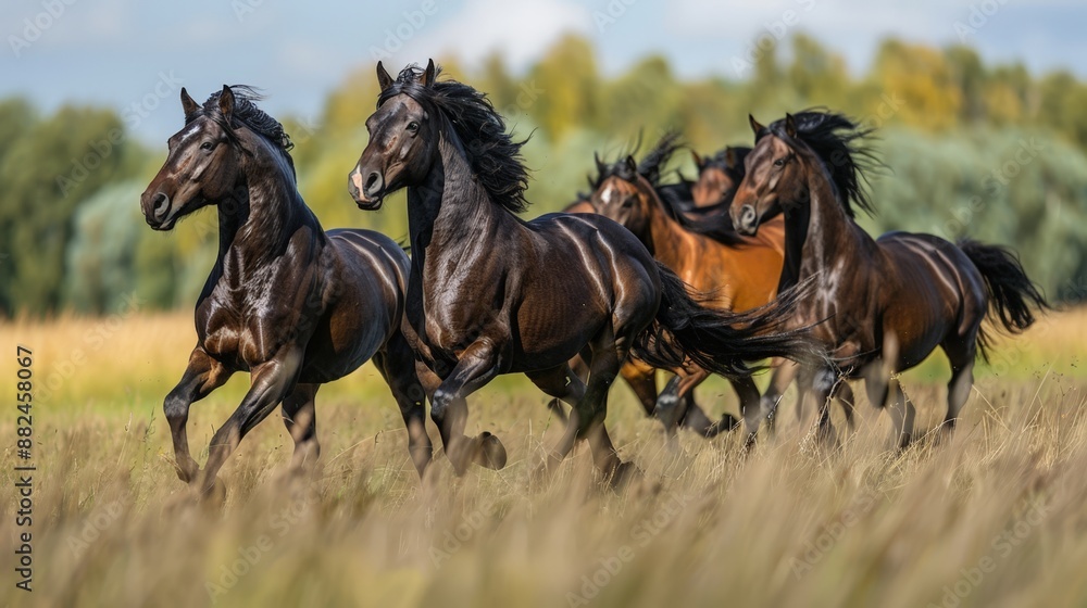 Herd of Horses Running in a Field. Herd of Horses Running in a Field.