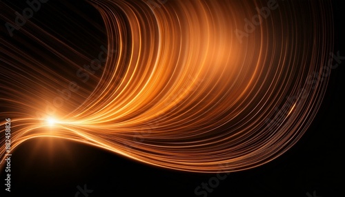 Shades of orange flare of light on plain black background 