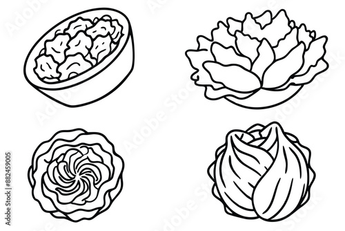 Kimchi Line Art Traditional Korean Dish Hand Drawn Design