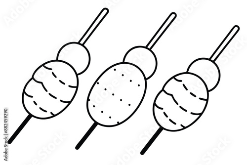 Kofta Line Art Design Illustration Middle Eastern Cuisine Drawing