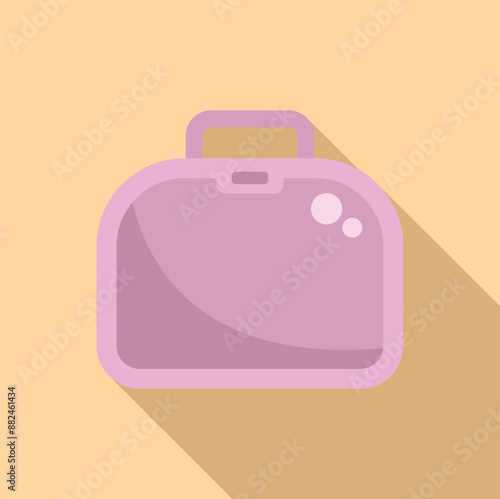 Pink suitcase casting long shadow, perfect minimalist icon for travel or vacation apps