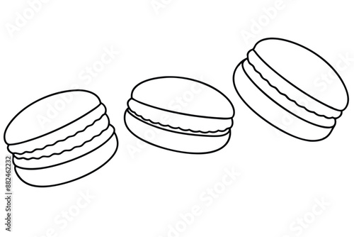 Macarons Line Art Elegant French Dessert Hand Drawn Design