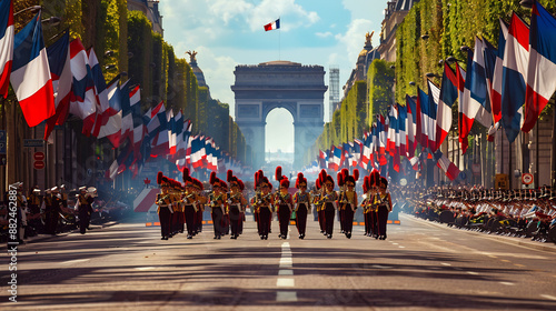 Parade on Champs-Élysées for Bastille Day