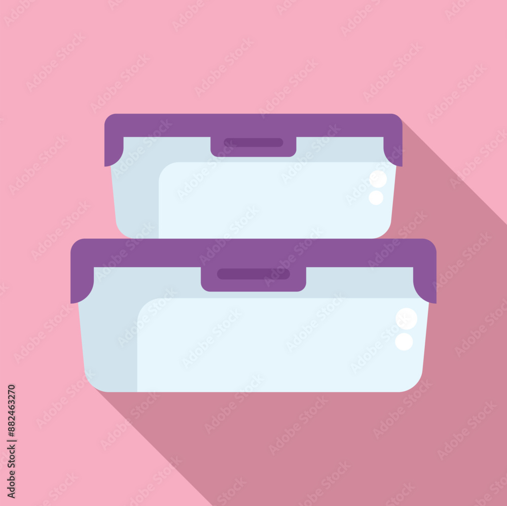 Two empty lunch boxes are stacked, ready for a tasty meal to be packed inside Two empty lunch boxes are stacked, ready for a tasty meal to be packed inside