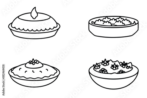 Moussaka Line Art Creative Illustration Greek Dish Design