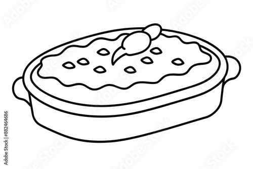 Moussaka Line Art Elegant Greek Dish Hand Drawn Design