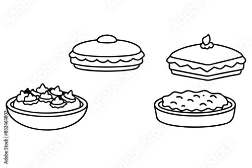 Moussaka Line Art Hand Drawing Traditional Dish Artwork Design