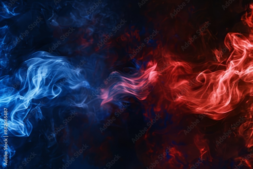 Isolated red and blue smoke on the background. Isolated red and blue smoke on the background.
