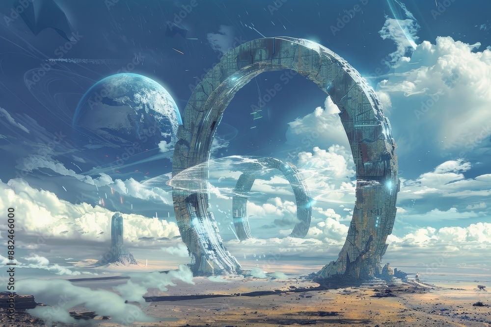 Fototapeta premium Futuristic artwork symbolizing the challenges of global decept