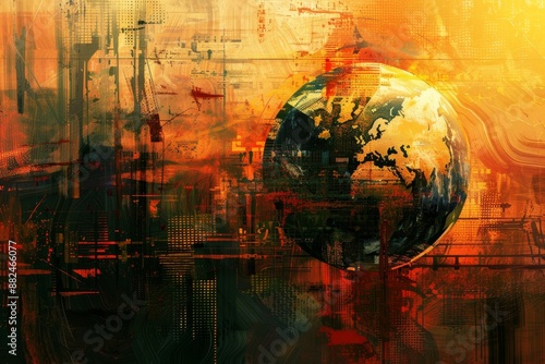 Modern artwork illustrating the concept of global decept photo