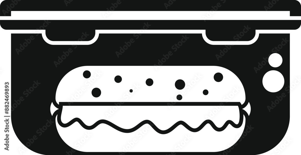 Lunchbox with hot dog inside for school or office, simple black style Lunchbox with hot dog inside for school or office, simple black style