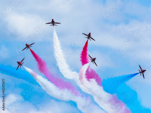 Red Arrows, Royal Air Force Aerobatic Team, Airshow 2024, Teignmouth, Devon, England