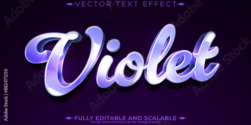 Violet text effect, editable modern lettering typography font style