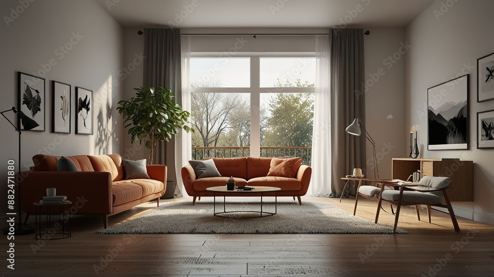Fototapeta premium An example of a contemporary living room design