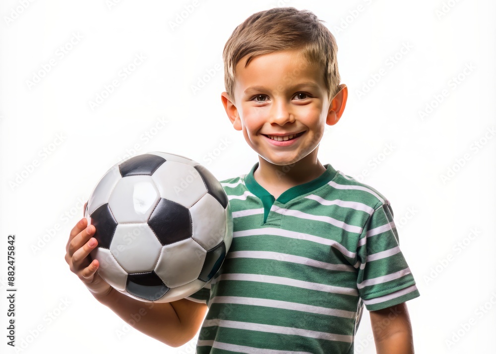 child boy player hold soccer ball isolated on transparent background child boy player hold soccer ball isolated on transparent background